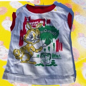 Vintage Kids Sleeveless Shirt with Bunny Print